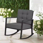 Outdoor Rattan Rocking Chair with Cushion - WELLFOR