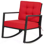 Outdoor Rattan Rocking Chair with Cushion - WELLFOR