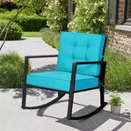 Outdoor Rattan Rocking Chair with Cushion - WELLFOR