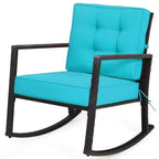 Outdoor Rattan Rocking Chair with Cushion - WELLFOR