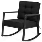 Outdoor Rattan Rocking Chair with Cushion - WELLFOR