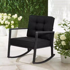 Outdoor Rattan Rocking Chair with Cushion - WELLFOR