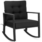 Outdoor Rattan Rocking Chair with Cushion - WELLFOR