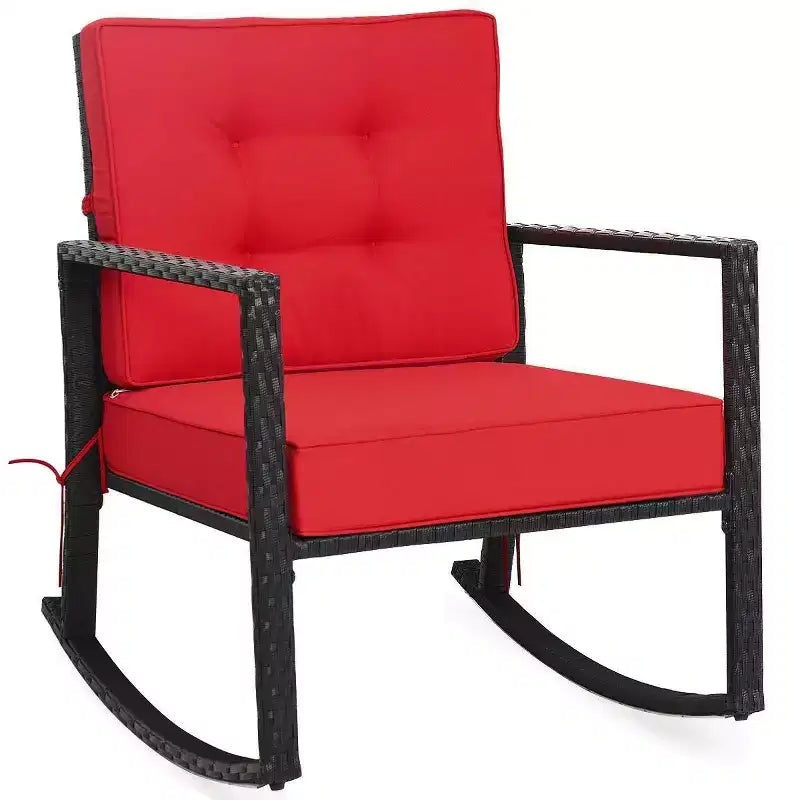 Dondolo a dondolo da esterno in rattan con cuscino - WELLFOR