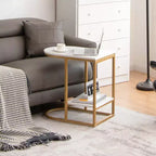 Costway C-shaped Side Table 2-Tier End Table with Storage Modern Compact Snack Table
