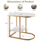 Costway C-shaped Side Table 2-Tier End Table with Storage Modern Compact Snack Table