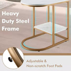 Costway C-shaped Side Table 2-Tier End Table with Storage Modern Compact Snack Table