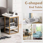 Costway C-shaped Side Table 2-Tier End Table with Storage Modern Compact Snack Table