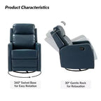 Set of 2 Ofelia Wooden Upholstery Wingback Swivel Recliner for Bedroom and Living Room ART OF LIVING DESIGNS-GREY-NAVY