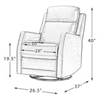 Set of 2 Ofelia Wooden Upholstery Wingback Swivel Recliner for Bedroom and Living Room ART OF LIVING DESIGNS-GREY-NAVY