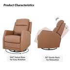 Set of 2 Ofelia Wooden Upholstery Wingback Swivel Recliner for Bedroom and Living Room ART OF LIVING DESIGNS-CAMEL