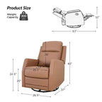 Set of 2 Ofelia Wooden Upholstery Wingback Swivel Recliner for Bedroom and Living Room ART OF LIVING DESIGNS-CAMEL