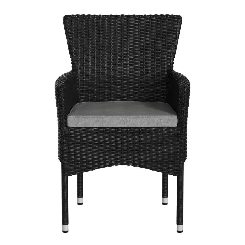 Flash Furniture Maxim Modern Wicker Patio Armchairs for Deck or Backyard, Fade and Weather-Resistant Frames and Cushions