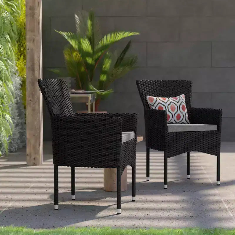 Flash Furniture Maxim Modern Wicker Patio Armchairs for Deck or Backyard, Fade and Weather-Resistant Frames and Cushions