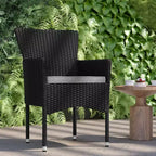 Flash Furniture Maxim Modern Wicker Patio Armchairs for Deck or Backyard, Fade and Weather-Resistant Frames and Cushions