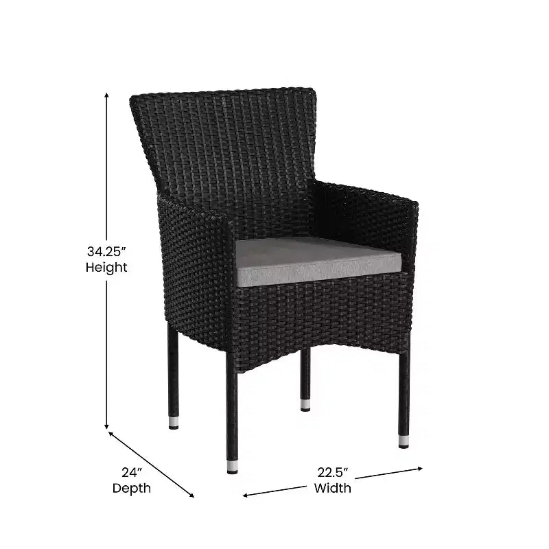 Flash Furniture Maxim Modern Wicker Patio Armchairs for Deck or Backyard, Fade and Weather-Resistant Frames and Cushions