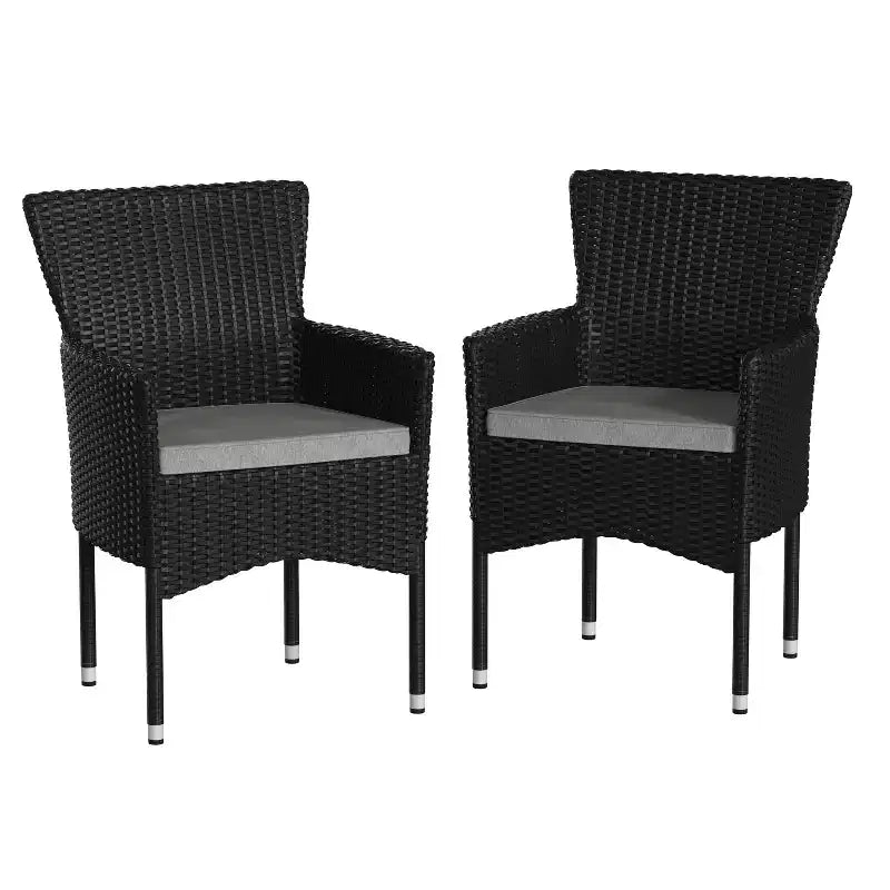 Flash Furniture Maxim Modern Wicker Patio Armchairs for Deck or Backyard, Fade and Weather-Resistant Frames and Cushions