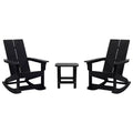 Emma and Oliver Set of 2 Harmon Modern All-Weather Poly Resin Adirondack Rocking Chairs with Side Table for Outdoor Use