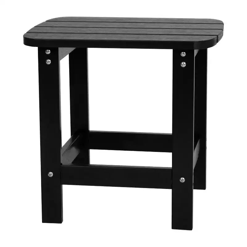 Emma and Oliver Set of 2 Harmon Modern All-Weather Poly Resin Adirondack Rocking Chairs with Side Table for Outdoor Use