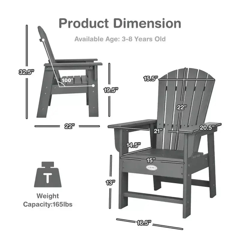 Costway Set of 2 Kids Patio Adirondack Chair Armchair Weather Resistance Outdoor Chair