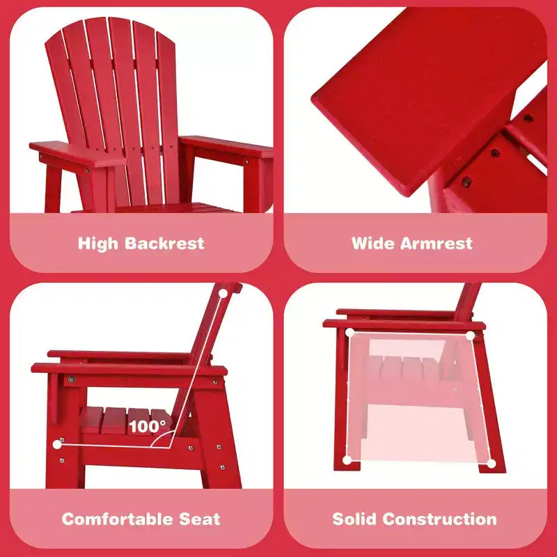 Costway Set of 2 Kids Patio Adirondack Chair Armchair Weather Resistance Outdoor Chair
