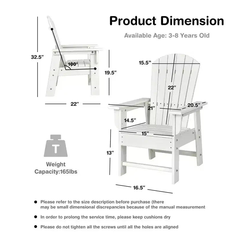 Costway Set of 2 Kids Patio Adirondack Chair Armchair Weather Resistance Outdoor Chair