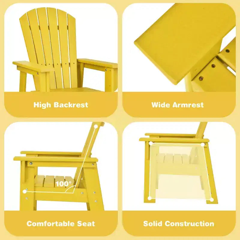 Costway Set of 2 Kids Patio Adirondack Chair Armchair Weather Resistance Outdoor Chair