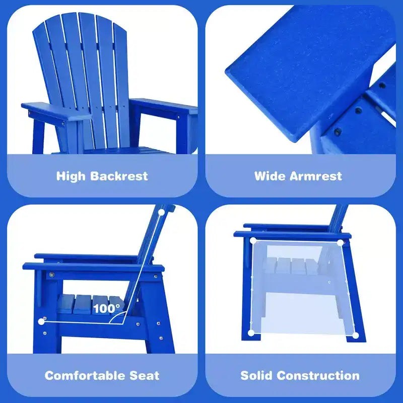 Costway Set of 2 Kids Patio Adirondack Chair Armchair Weather Resistance Outdoor Chair