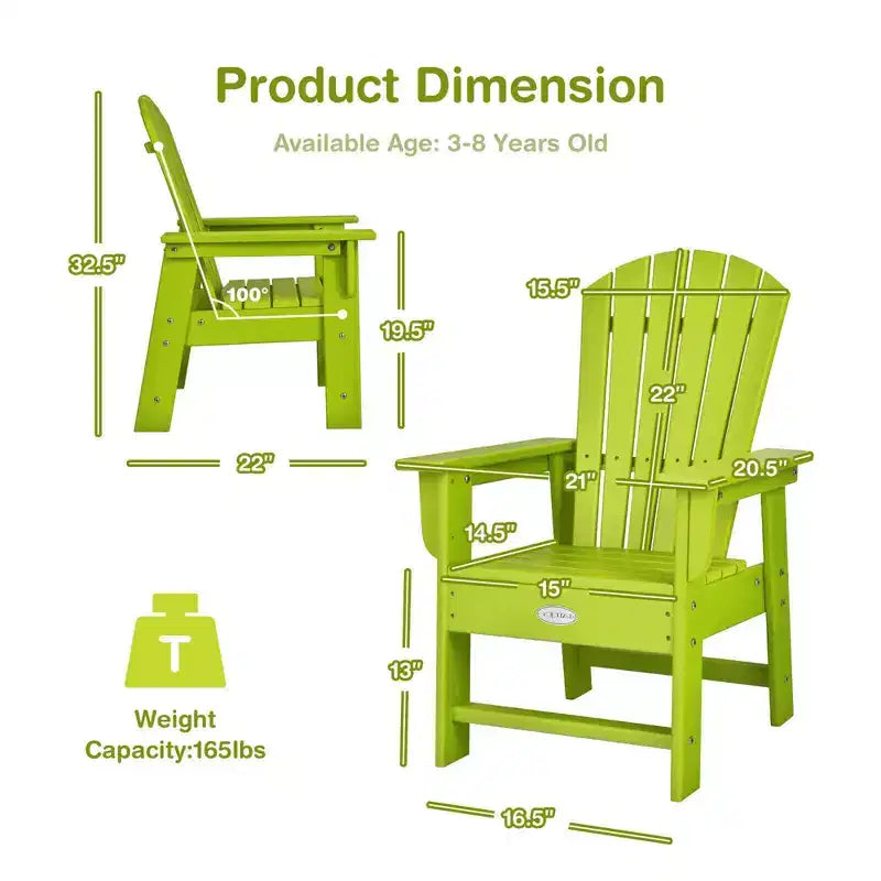 Costway Set of 2 Kids Patio Adirondack Chair Armchair Weather Resistance Outdoor Chair