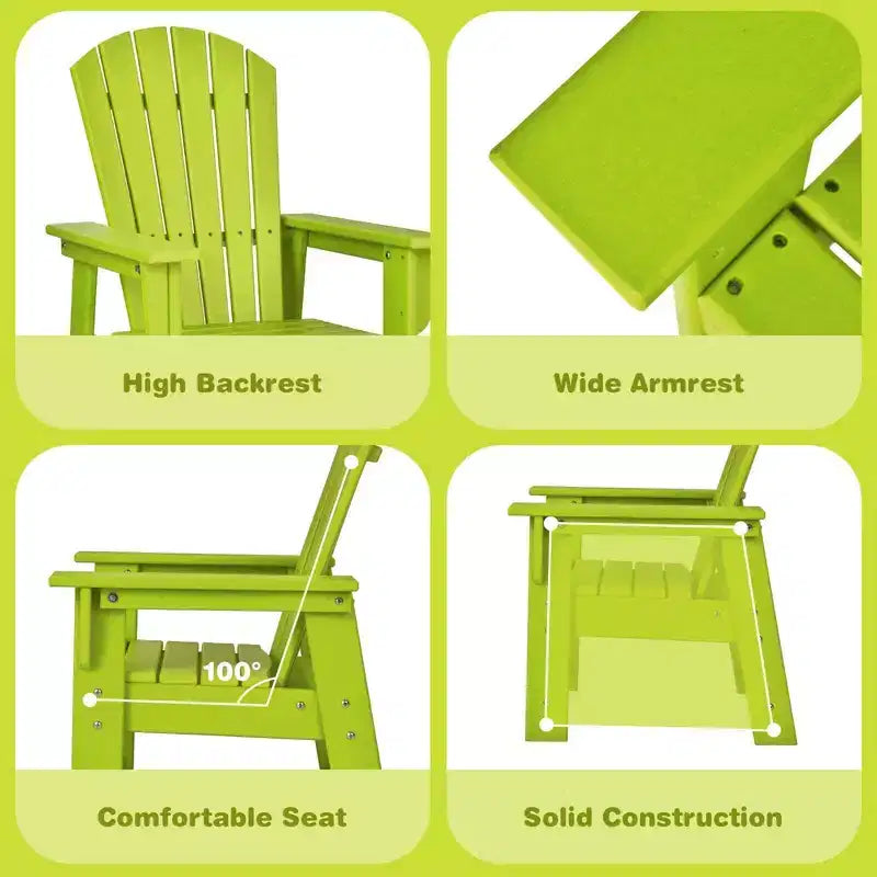 Costway Set of 2 Kids Patio Adirondack Chair Armchair Weather Resistance Outdoor Chair