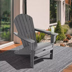 Costway Outdoor Patio HDPE Deck Adirondack Chair Beach Seat Retractable Ottoman White\Black\Coffee\Grey\Turquoise