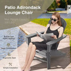 Costway Outdoor Patio HDPE Deck Adirondack Chair Beach Seat Retractable Ottoman White\Black\Coffee\Grey\Turquoise