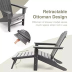 Costway Outdoor Patio HDPE Deck Adirondack Chair Beach Seat Retractable Ottoman White\Black\Coffee\Grey\Turquoise