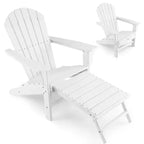 Costway Outdoor Patio HDPE Deck Adirondack Chair Beach Seat Retractable Ottoman White\Black\Coffee\Grey\Turquoise