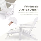 Costway Outdoor Patio HDPE Deck Adirondack Chair Beach Seat Retractable Ottoman White\Black\Coffee\Grey\Turquoise
