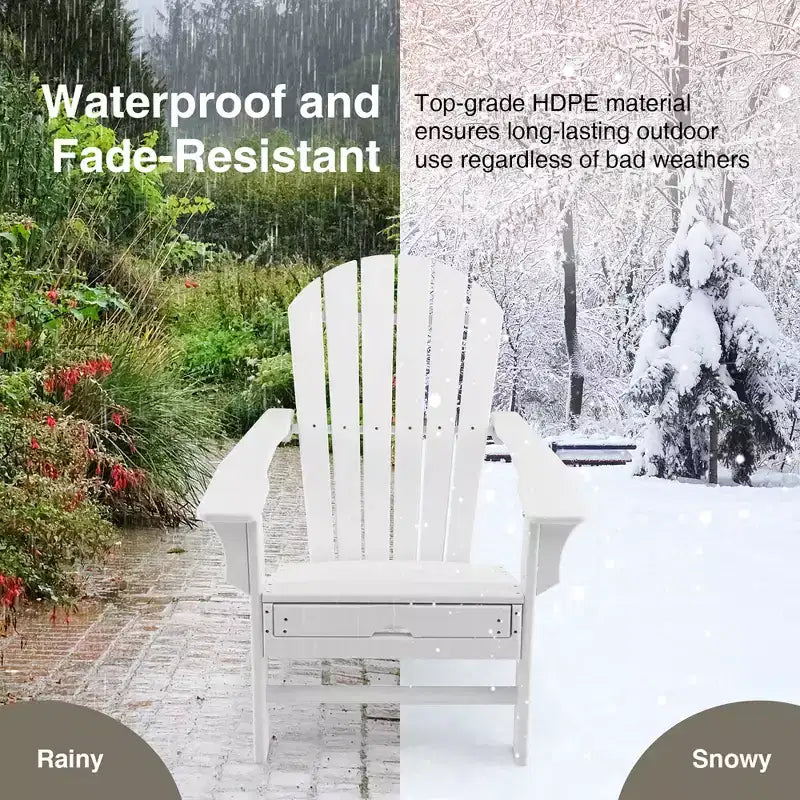 Costway Outdoor Patio HDPE Deck Adirondack Chair Beach Seat Retractable Ottoman White\Black\Coffee\Grey\Turquoise