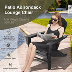 Costway Outdoor Patio HDPE Deck Adirondack Chair Beach Seat Retractable Ottoman White\Black\Coffee\Grey\Turquoise