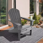 Costway 2 PCS Outdoor Patio HDPE Adirondack Chair Beach Seat Retractable Ottoman White\Black\Coffee\Grey\Turquoise
