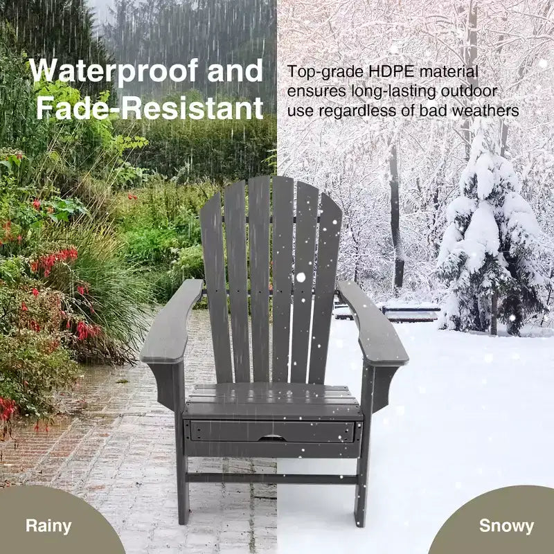Costway 2 PCS Outdoor Patio HDPE Adirondack Chair Beach Seat Retractable Ottoman White\Black\Coffee\Grey\Turquoise