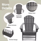 Costway 2 PCS Outdoor Patio HDPE Adirondack Chair Beach Seat Retractable Ottoman White\Black\Coffee\Grey\Turquoise