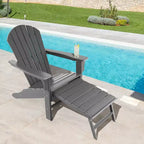 Costway 2 PCS Outdoor Patio HDPE Adirondack Chair Beach Seat Retractable Ottoman White\Black\Coffee\Grey\Turquoise