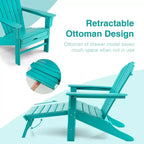 Costway 2 PCS Outdoor Patio HDPE Adirondack Chair Beach Seat Retractable Ottoman White\Black\Coffee\Grey\Turquoise