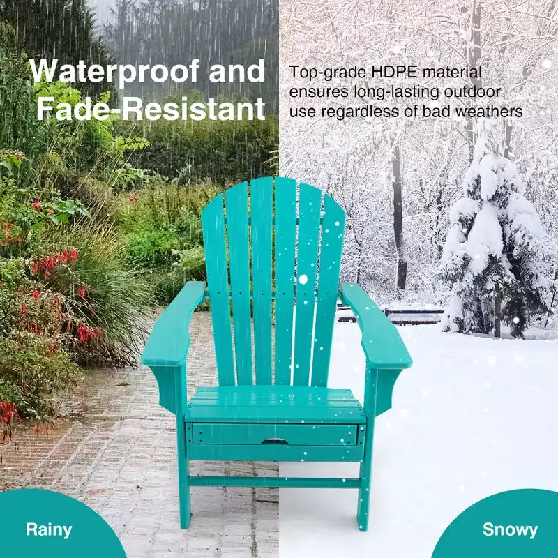 Costway 2 PCS Outdoor Patio HDPE Adirondack Chair Beach Seat Retractable Ottoman White\Black\Coffee\Grey\Turquoise