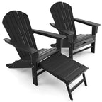 Costway 2 PCS Outdoor Patio HDPE Adirondack Chair Beach Seat Retractable Ottoman White\Black\Coffee\Grey\Turquoise
