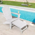 Costway 2 PCS Outdoor Patio HDPE Adirondack Chair Beach Seat Retractable Ottoman White\Black\Coffee\Grey\Turquoise