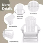 Costway 2 PCS Outdoor Patio HDPE Adirondack Chair Beach Seat Retractable Ottoman White\Black\Coffee\Grey\Turquoise