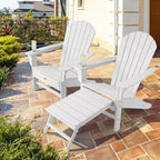 Costway 2 PCS Outdoor Patio HDPE Adirondack Chair Beach Seat Retractable Ottoman White\Black\Coffee\Grey\Turquoise