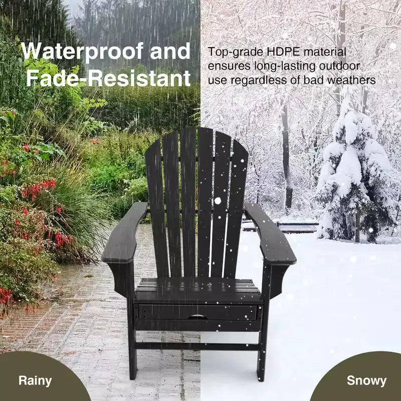 Costway 2 PCS Outdoor Patio HDPE Adirondack Chair Beach Seat Retractable Ottoman White\Black\Coffee\Grey\Turquoise