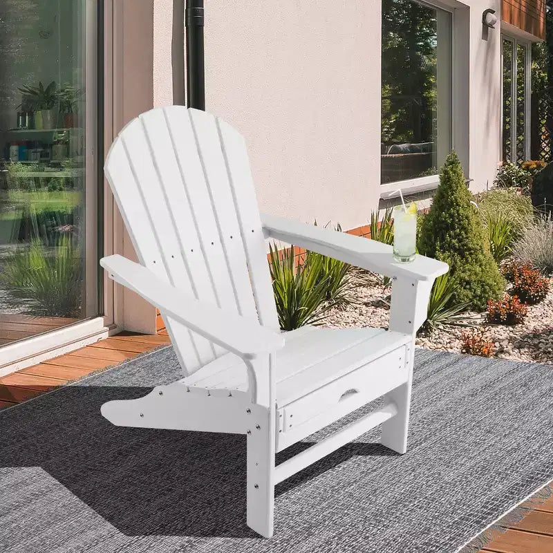 Costway 2 pz. Sedia Adirondack da Giardino in HDPE, con Poggiapiedi Estraibile, Bianca/Nera/Caffè/Grigia/Turchese
