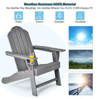 Costway 4PCS Patio Adirondack Chair Weather Resistant Garden Deck W/Cup Holder White\Black\Grey\Turquoise\Navy\Red